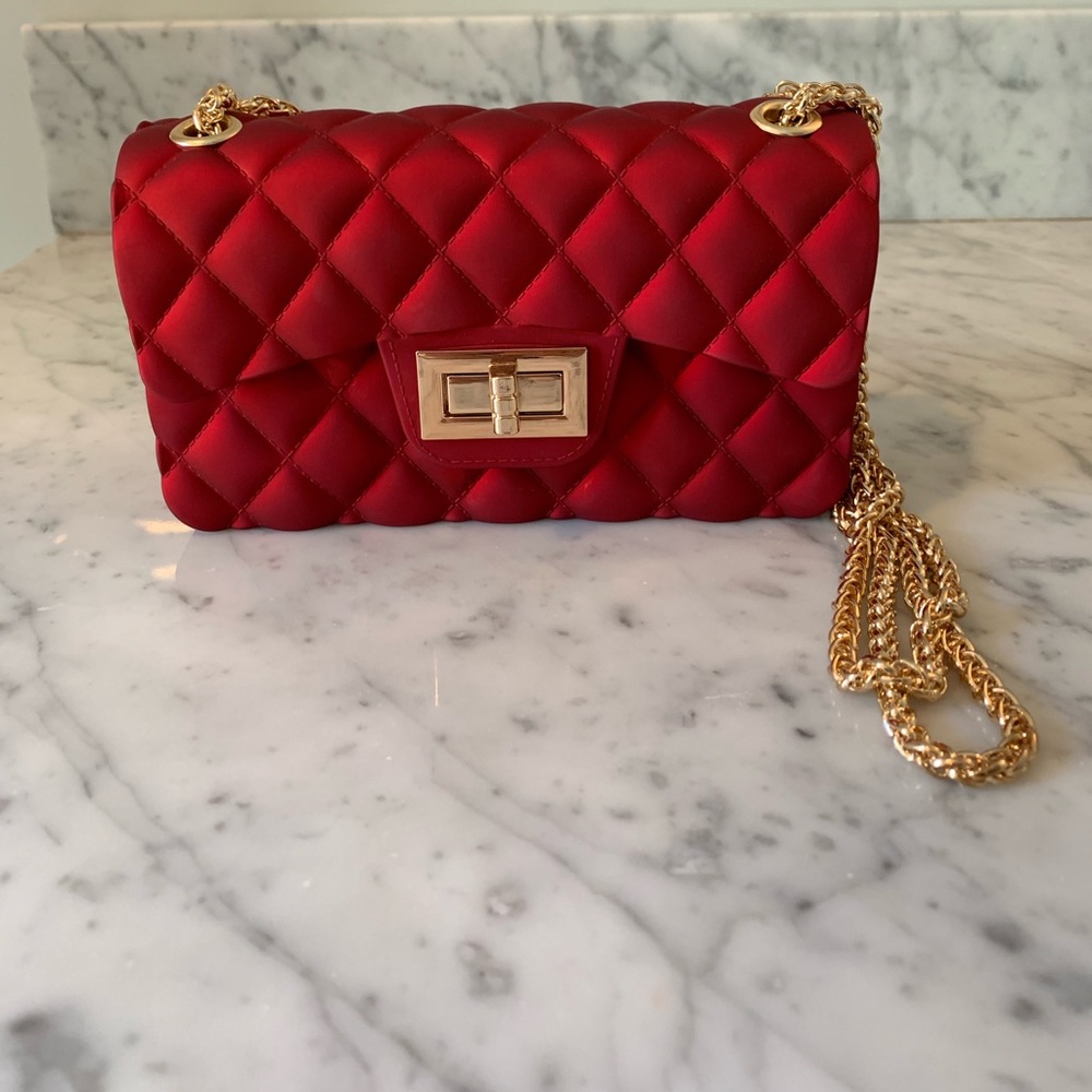 Small ruby red handbag